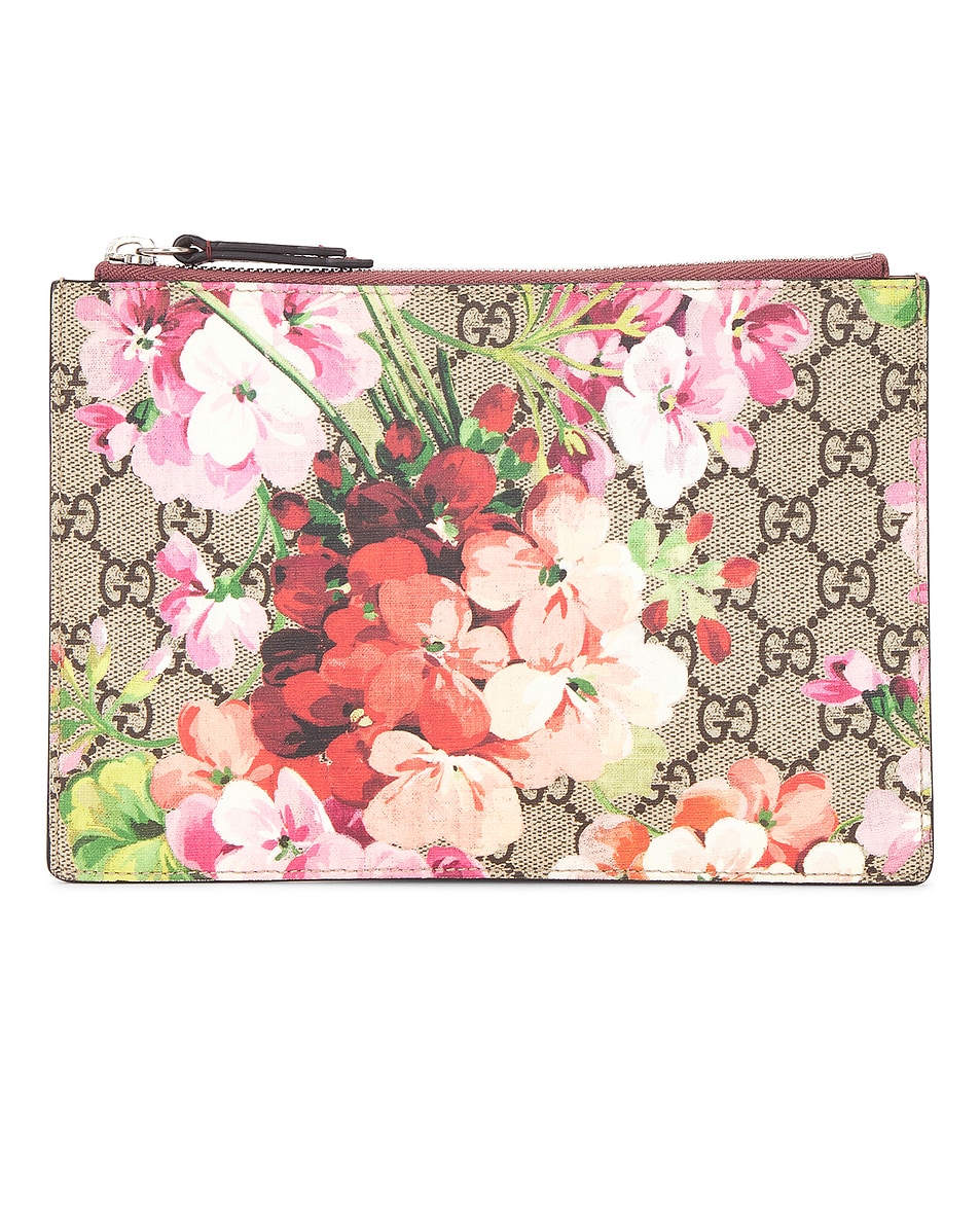Image 1 of FWRD Renew Gucci GG Blooms Cosmetic Case in Beige