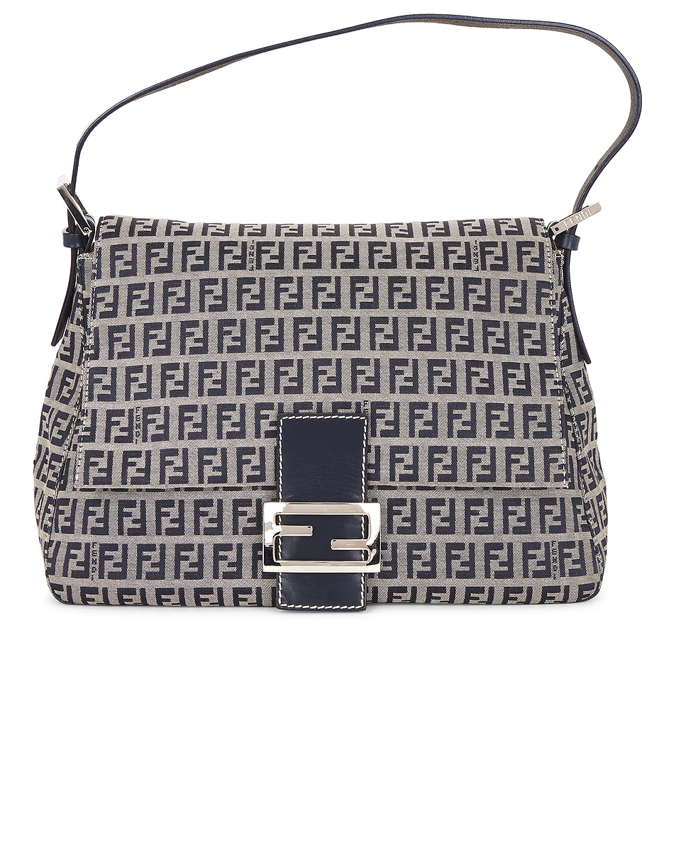 Image 1 of FWRD Renew Fendi Zucchino Mama Baguette Shoulder Bag in Blue