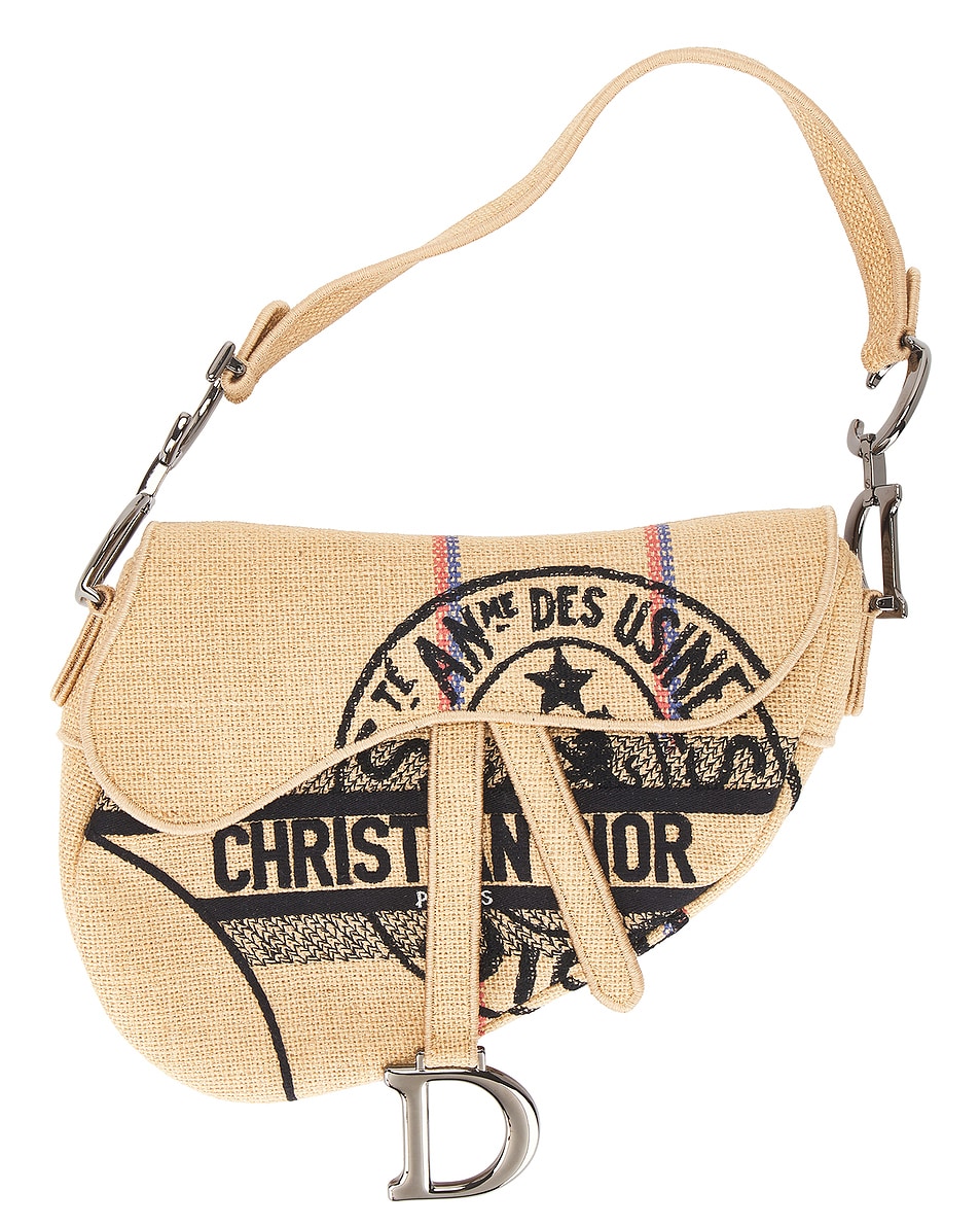 Image 1 of FWRD Renew Dior Limited Edition Raffia Saddle Bag in Beige
