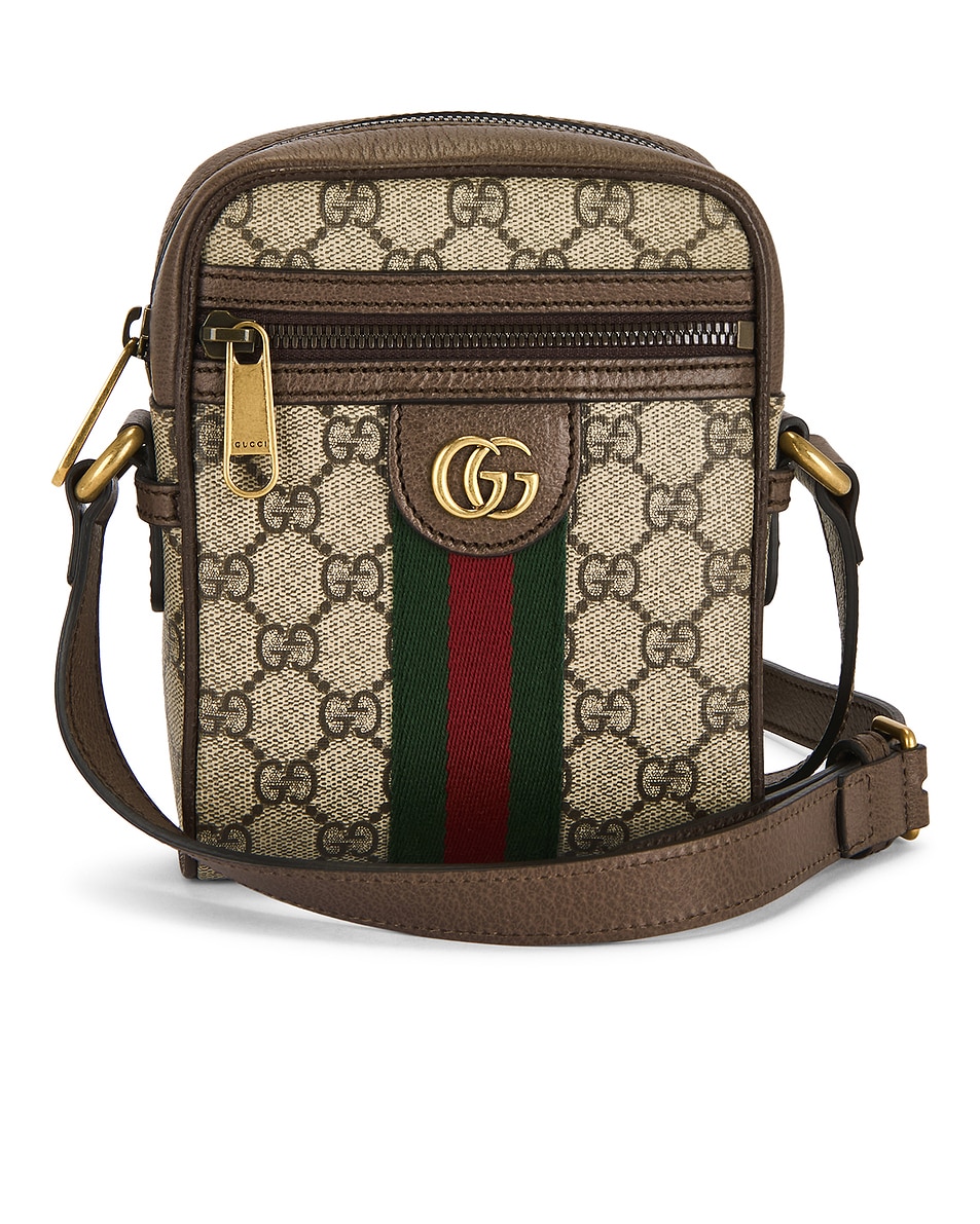 Image 1 of FWRD Renew Gucci Ophidia Mini Messenger Bag in Beige