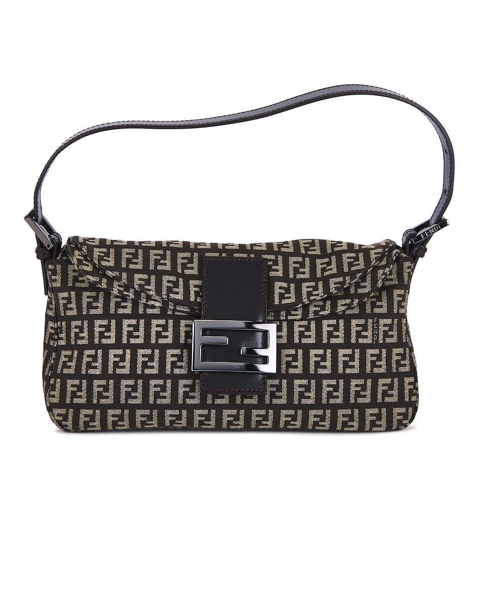 Image 1 of FWRD Renew Fendi Zucchino Baguette Shoulder Bag in Brown