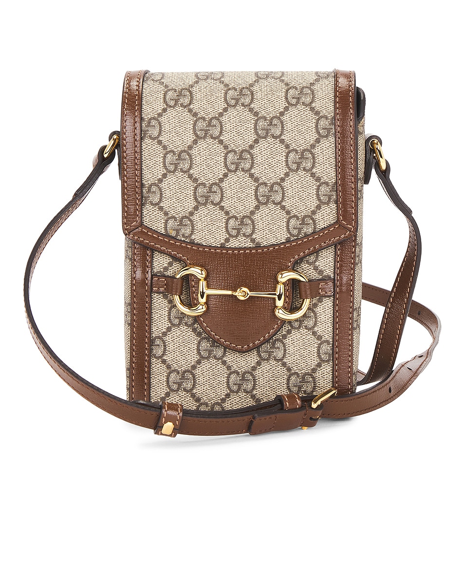 Image 1 of FWRD Renew Gucci Mini Horsebit 1955 Crossbody Bag in Beige