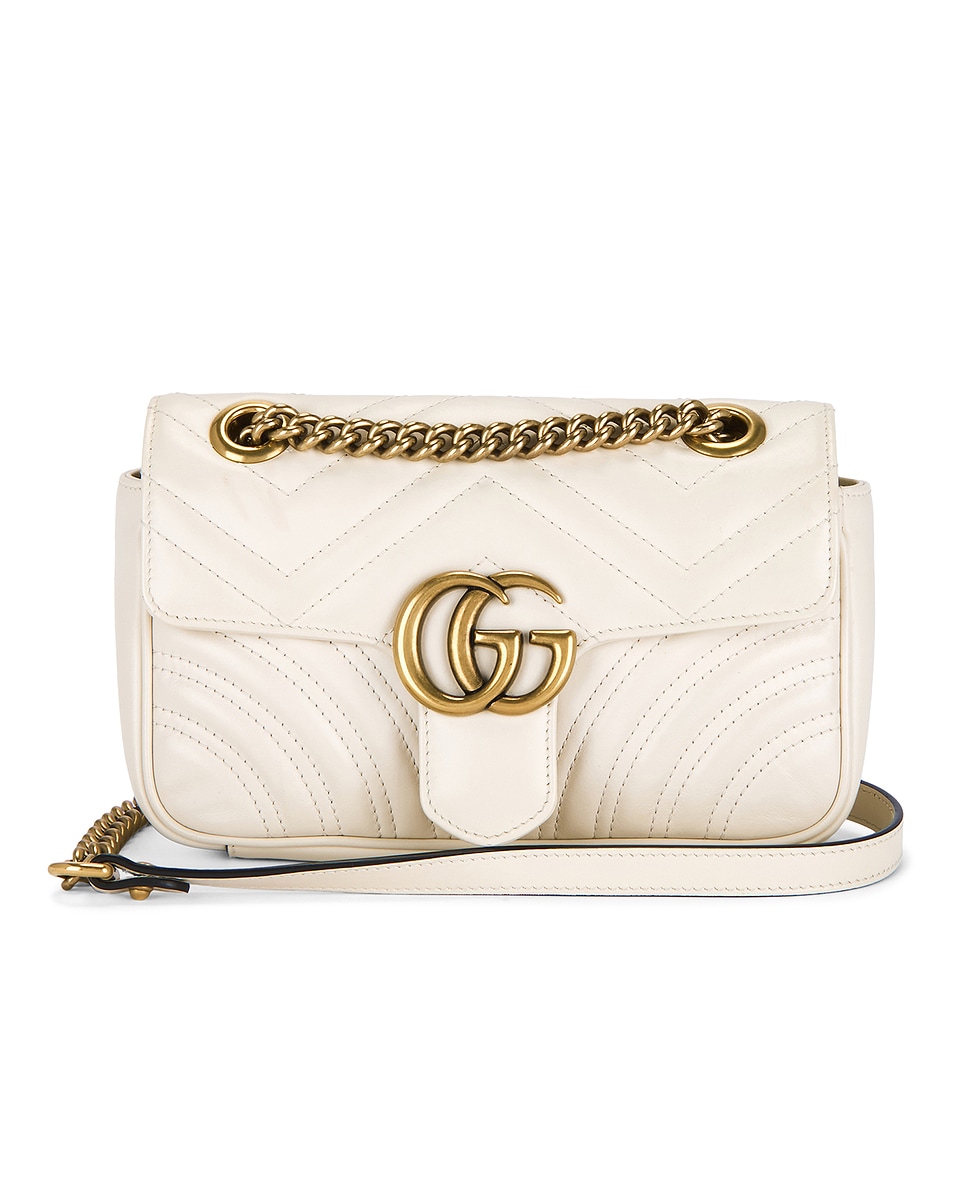 Image 1 of FWRD Renew Gucci Mini GG Marmont Shoulder Bag in White