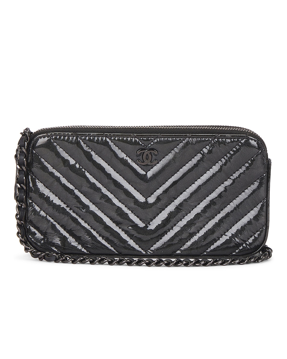 Image 1 of FWRD Renew Chanel So Black Double Zip Clutch in Black