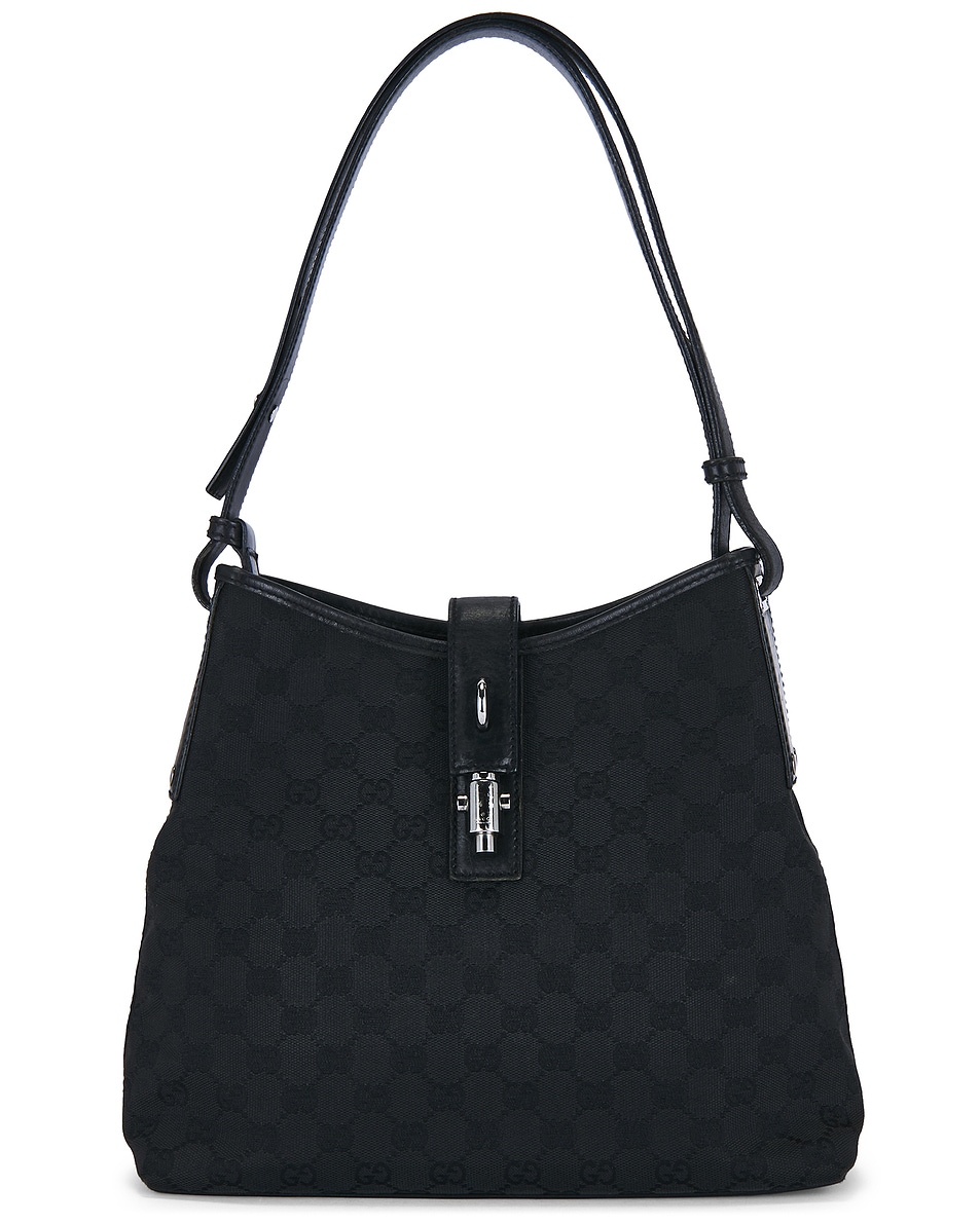 Image 1 of FWRD Renew Gucci Piston Lock Hobo Bag in Black