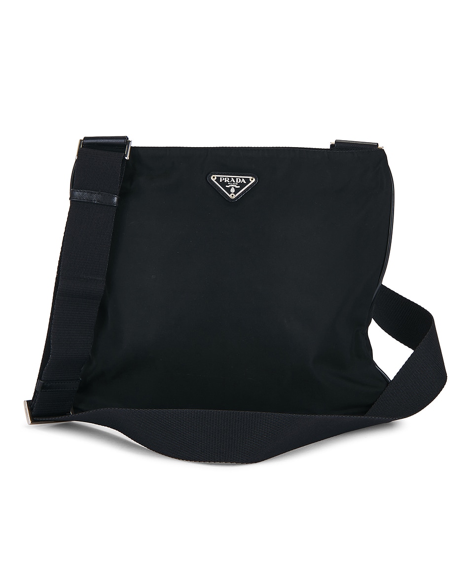 Image 1 of FWRD Renew Prada Tessuto Flat Messenger Bag in Black