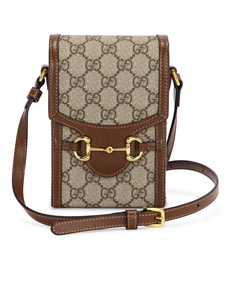 Image 1 of FWRD Renew Gucci Mini Horsebit 1955 Crossbody Bag in Beige