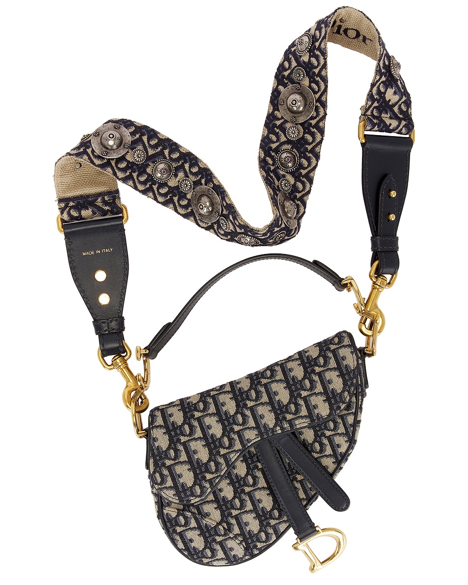 Image 1 of FWRD Renew Dior Oblique Trotter Saddle Bag in Blue