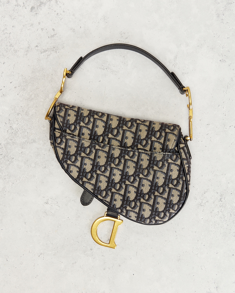 Image 3 of FWRD Renew Dior Oblique Trotter Saddle Bag in Blue