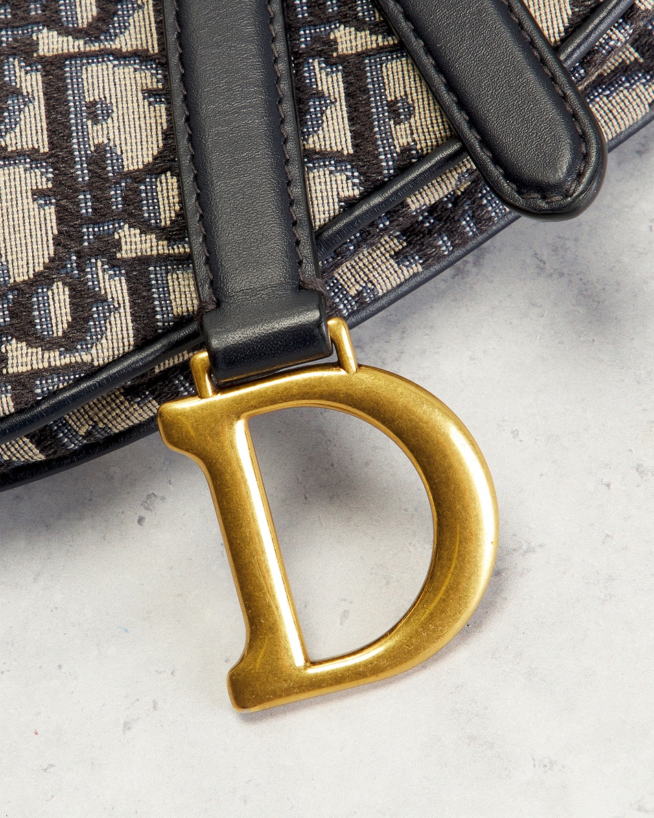 Image 6 of FWRD Renew Dior Oblique Trotter Saddle Bag in Blue