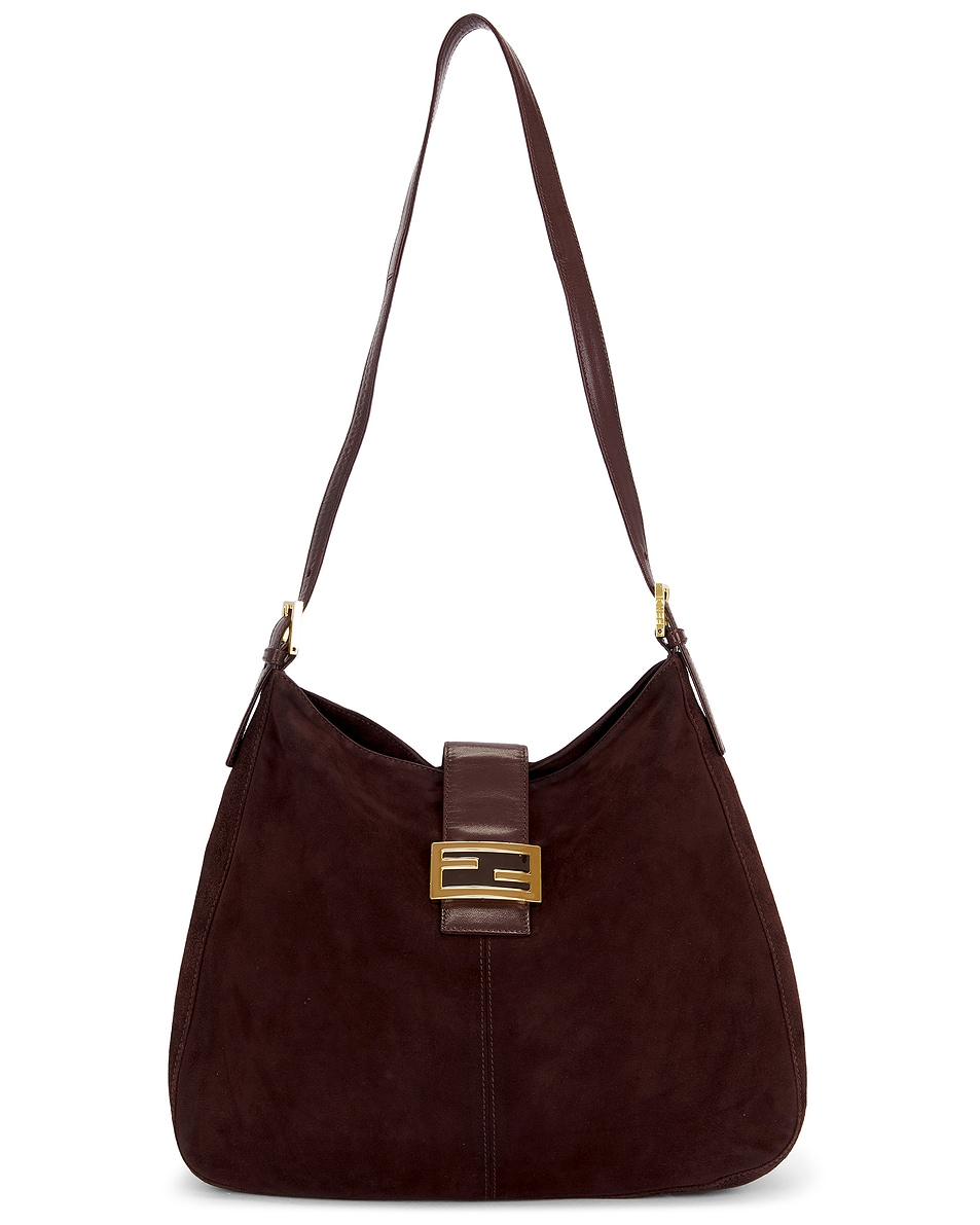 Image 1 of FWRD Renew Fendi Suede FF Hobo Bag in Brown