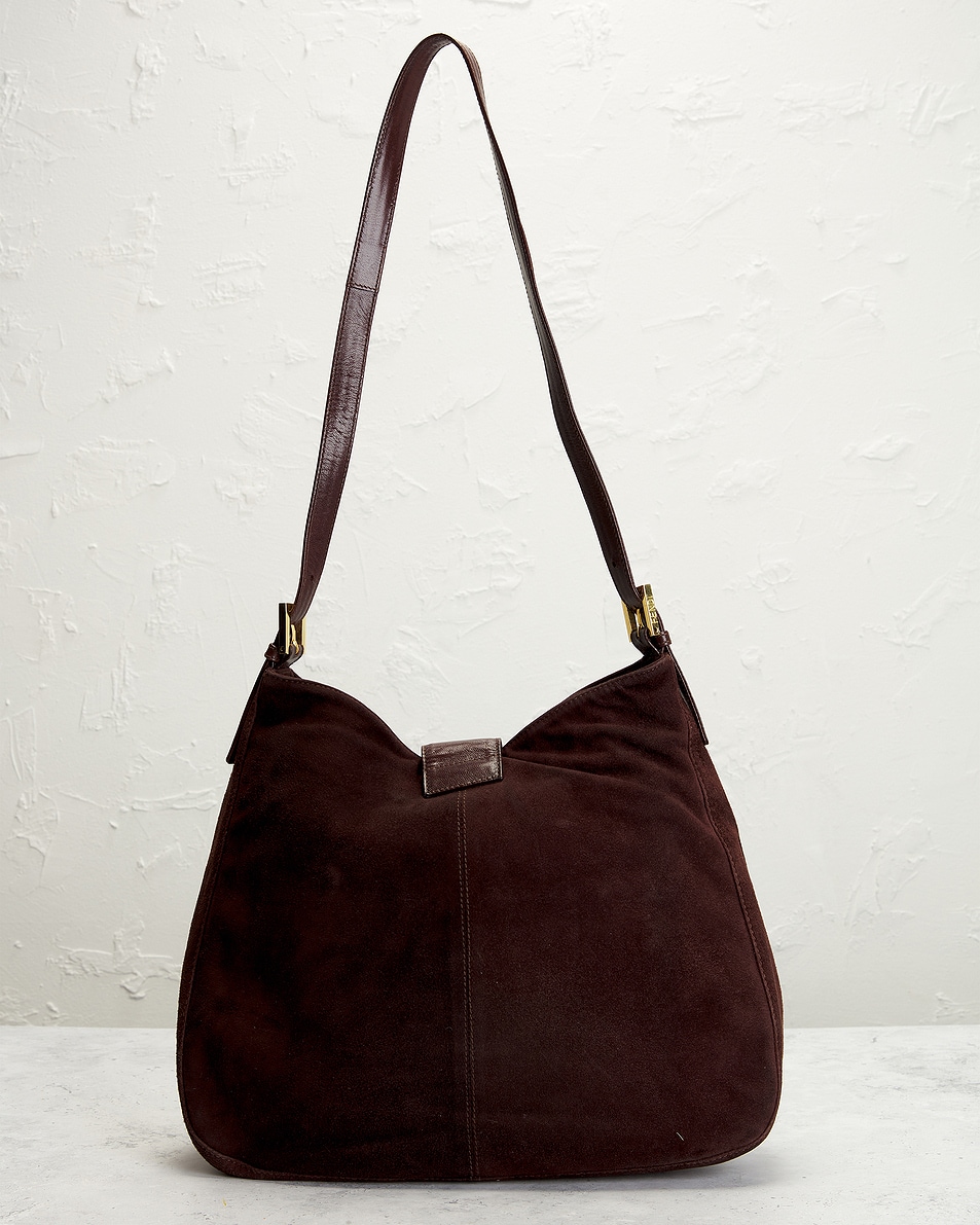 Image 3 of FWRD Renew Fendi Suede FF Hobo Bag in Brown