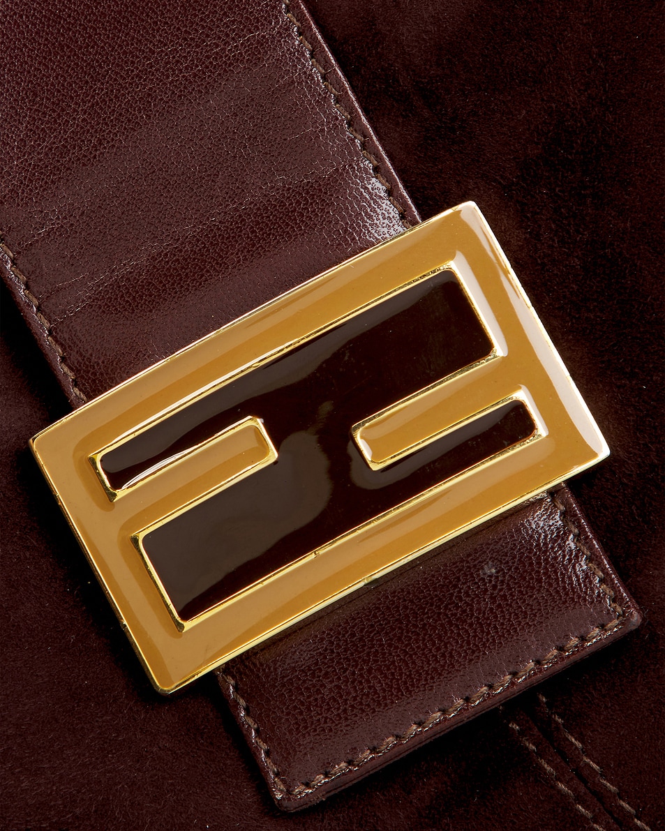 Image 7 of FWRD Renew Fendi Suede FF Hobo Bag in Brown