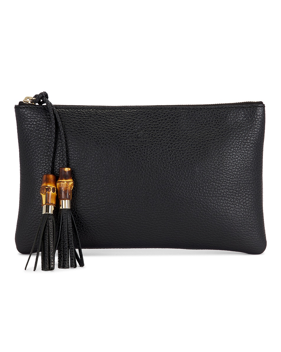Image 1 of FWRD Renew Gucci Bamboo Clutch in Black