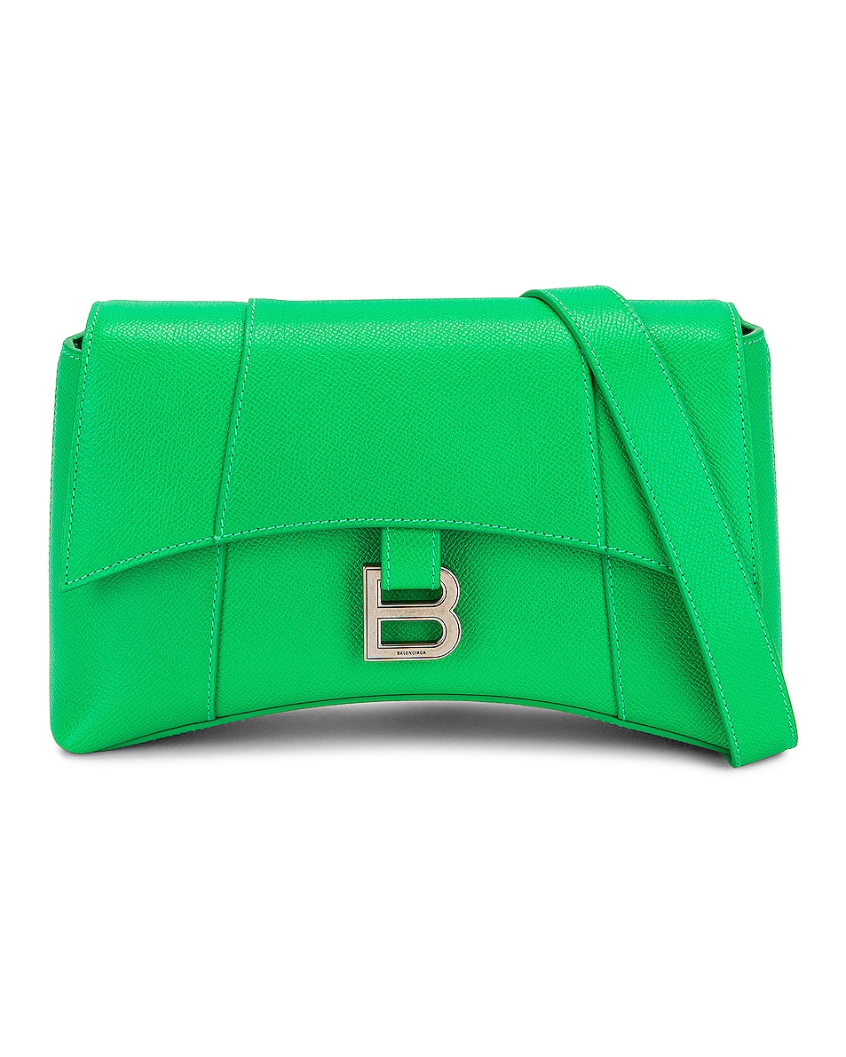 Image 1 of FWRD Renew Balenciaga XS Soft Hourglass Shoulder Bag in Vivid Green