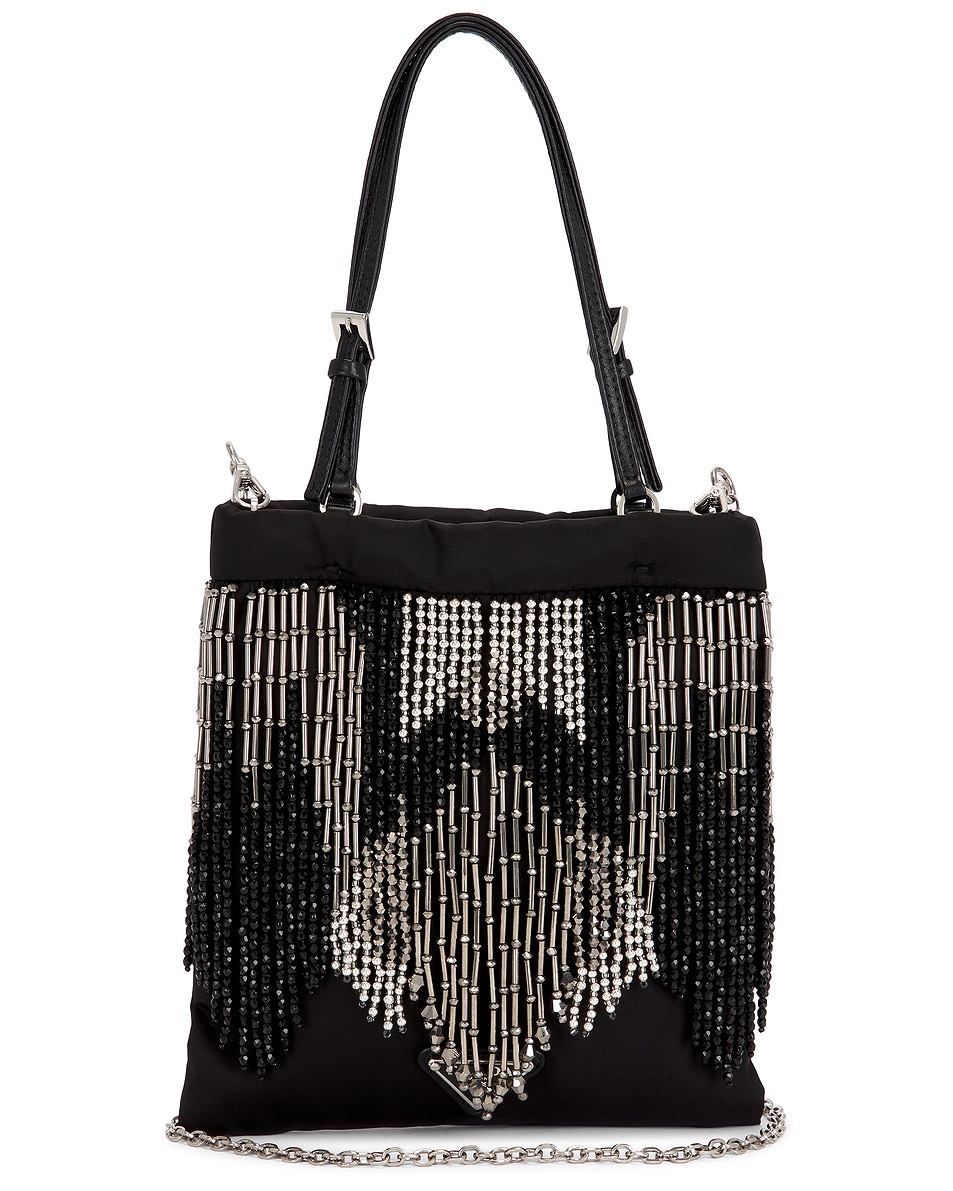 Image 1 of FWRD Renew Prada Nylon Fringe Tote Bag in Black