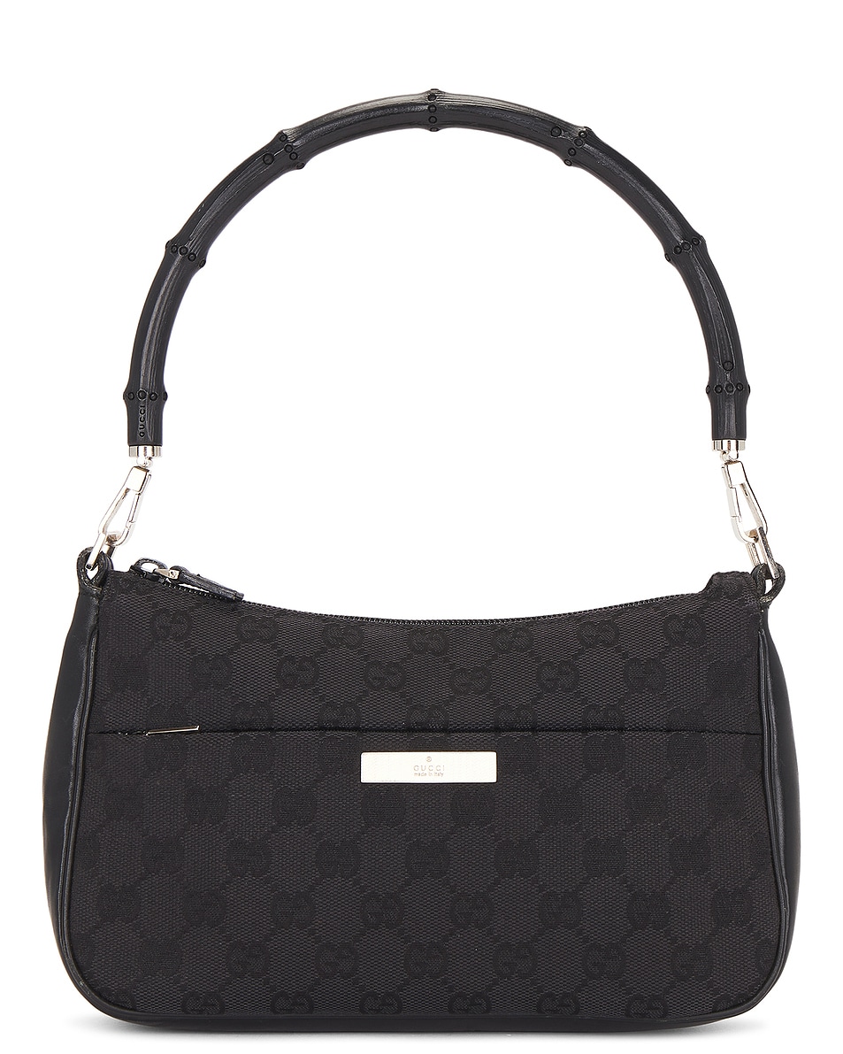 Image 1 of FWRD Renew Gucci Bamboo Shoulder Bag in Black