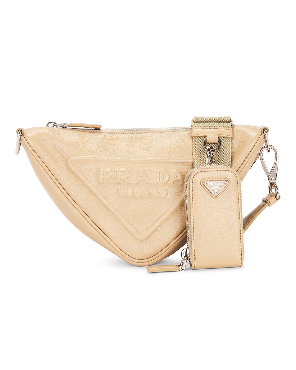 Image 1 of FWRD Renew Prada Triangle Shoulder Bag in Tan