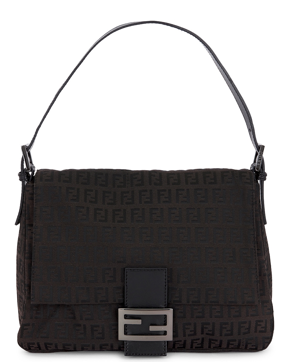 Image 1 of FWRD Renew Fendi Zucchino Mama Baguette Shoulder Bag in Brown