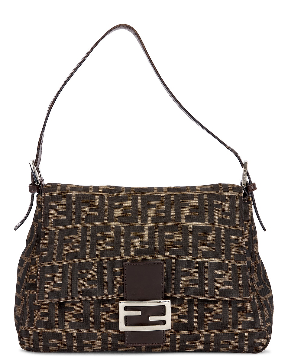 Image 1 of FWRD Renew Fendi Zucca Mama Baguette Shoulder Bag in Tobacco Brown