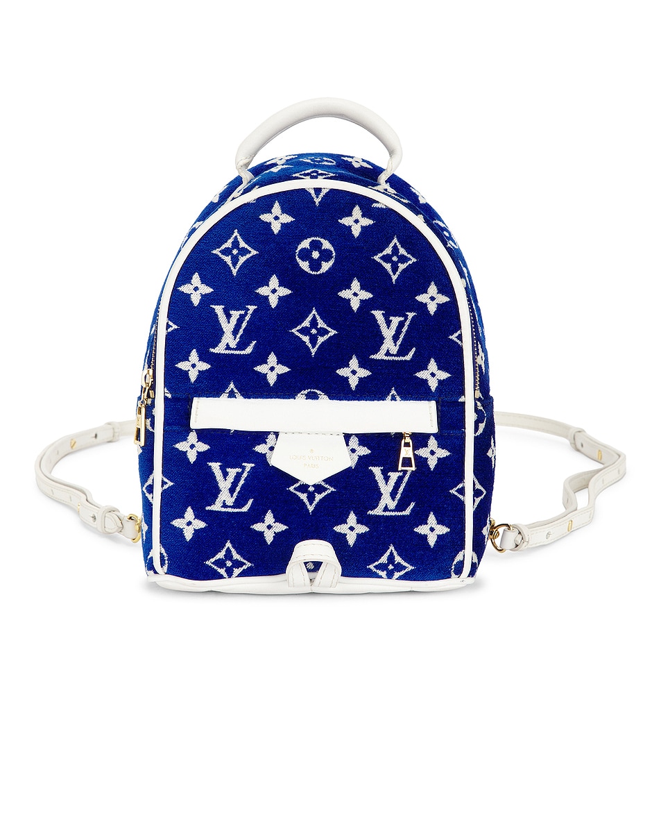 Image 1 of FWRD Renew Louis Vuitton Monogram Jacquard Mini Palm Springs Backpack in Blue