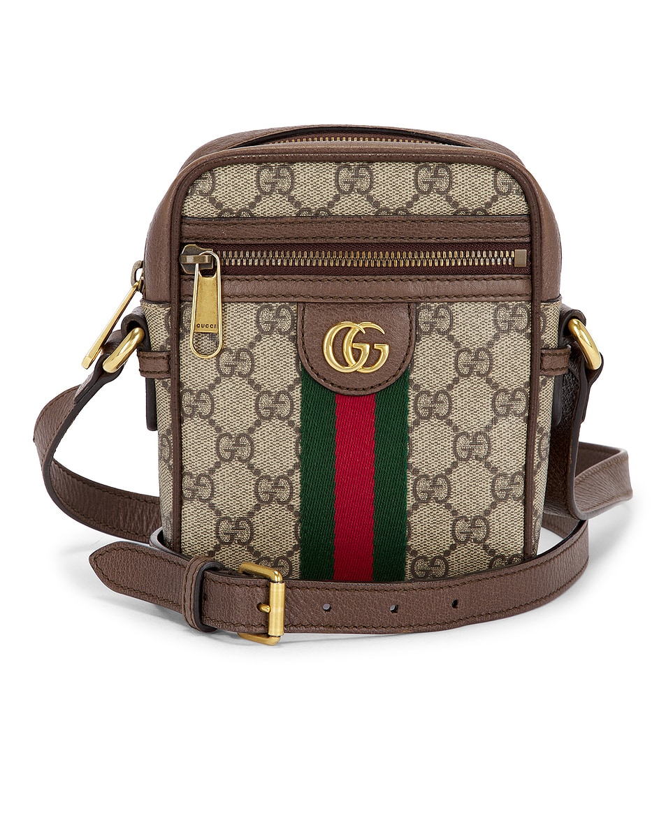Image 1 of FWRD Renew Gucci Ophidia Mini Messenger Bag in Beige