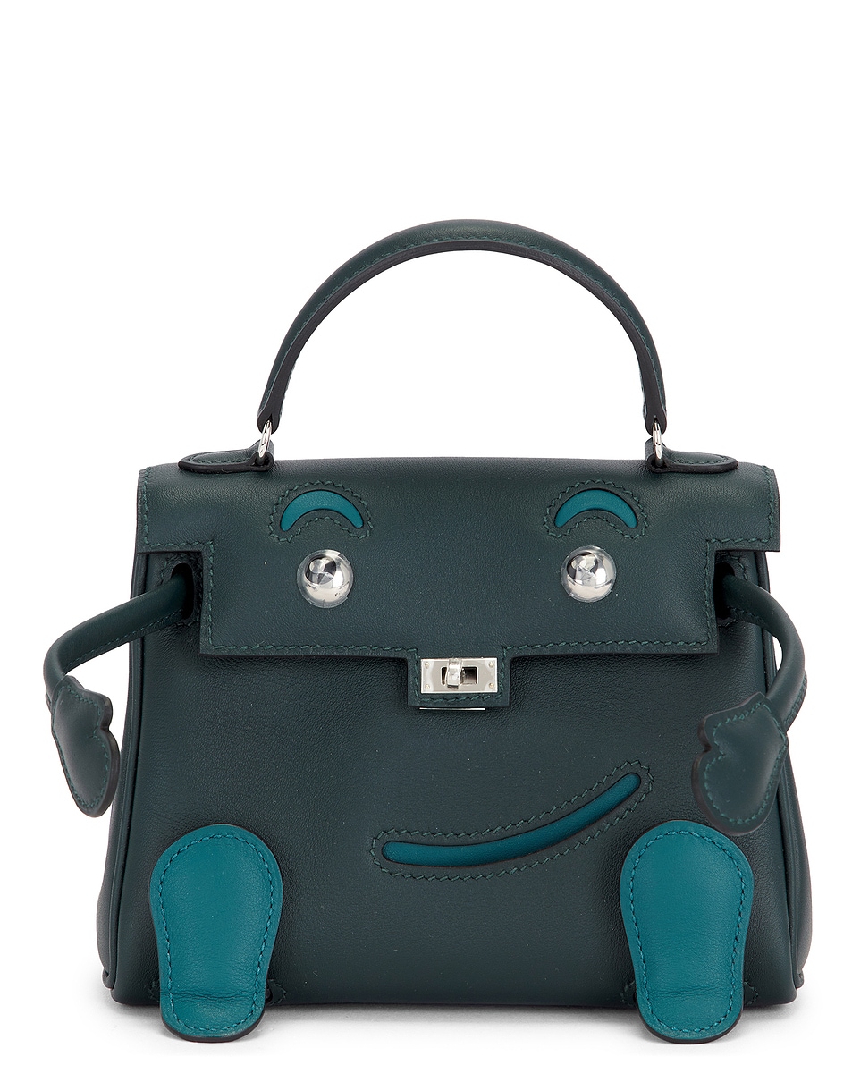 Image 1 of FWRD Renew Hermes Swift Quelle Idole Kelly Doll Handbag in Vert Cypress & Vert Bosphore