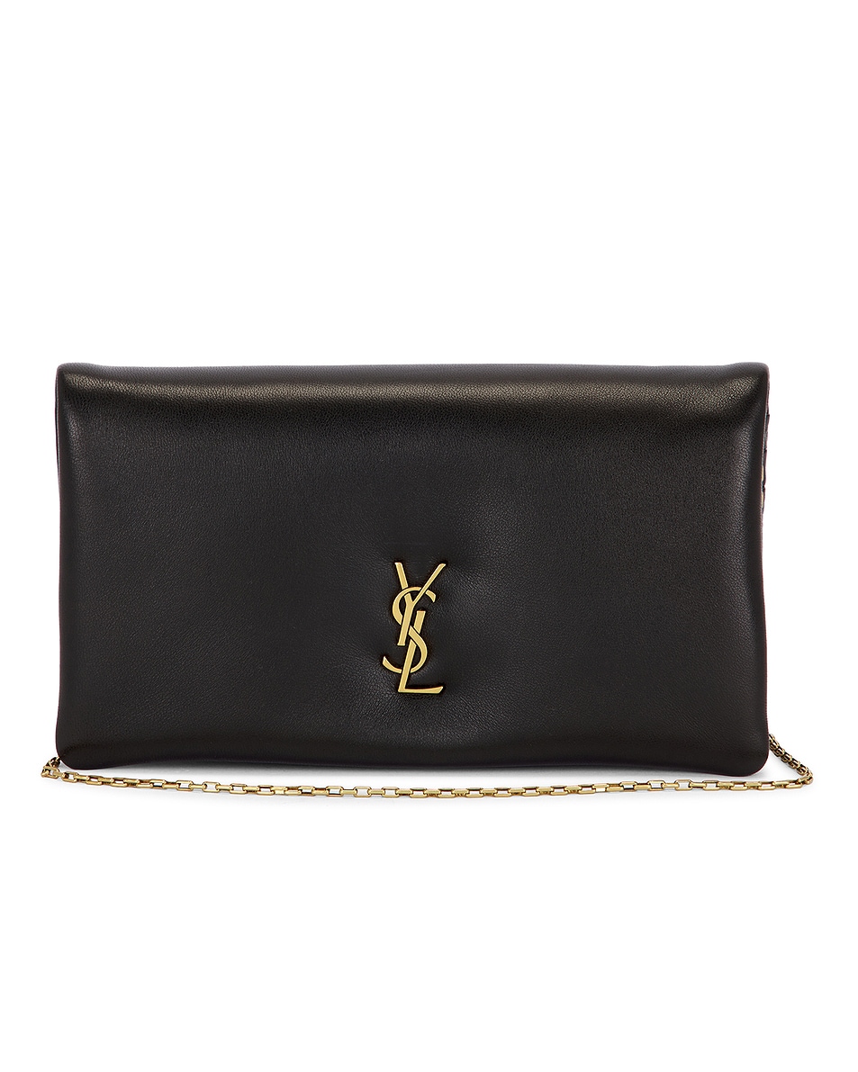 Image 1 of FWRD Renew Saint Laurent Large Bi-fold Wallet On Chain in Nero