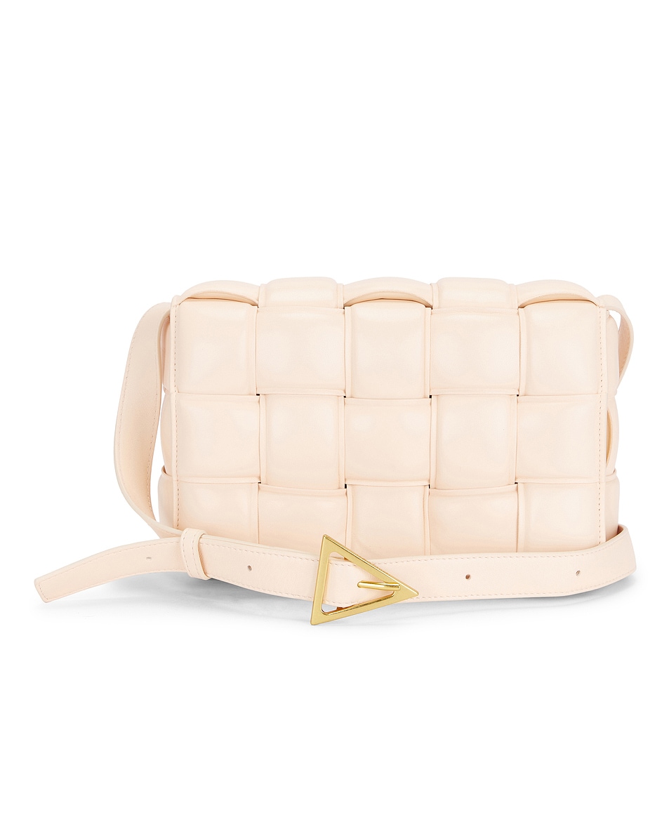 Image 1 of FWRD Renew Bottega Veneta Padded Cassette Crossbody Bag in Melon Washed & Gold