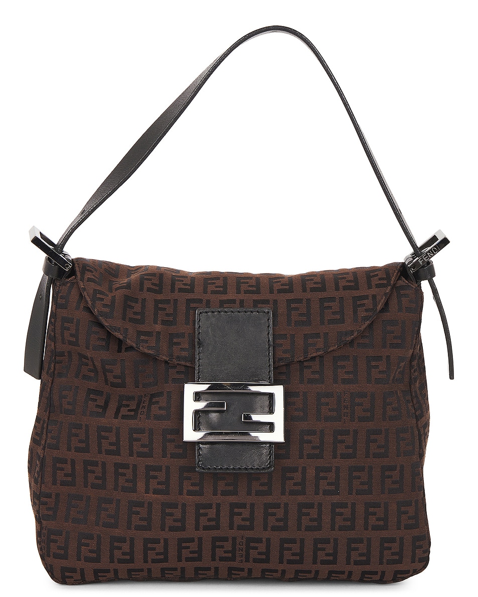 Image 1 of FWRD Renew Fendi Zucchino Mama Baguette Shoulder Bag in Brown