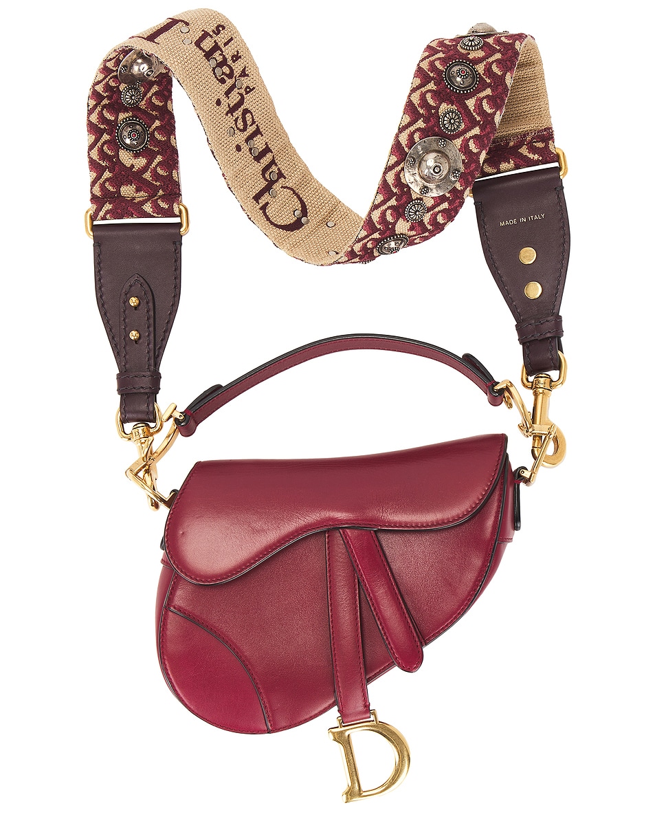 Image 1 of FWRD Renew Dior Oblique Saddle Bag in Red
