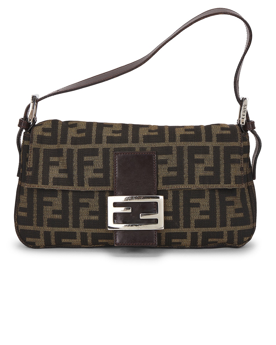 Image 1 of FWRD Renew Fendi Zucca Baguette Shoulder Bag in Tobacco Brown