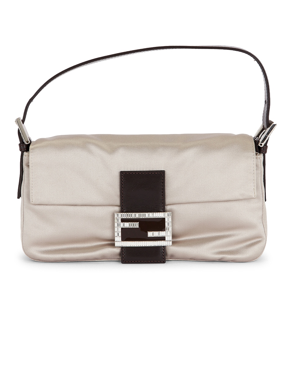 Image 1 of FWRD Renew Fendi Satin Baguette Shoulder Bag in Ivory