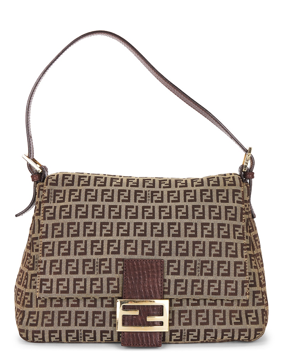 Image 1 of FWRD Renew Fendi Zucchino Baguette Shoulder Bag in Beige