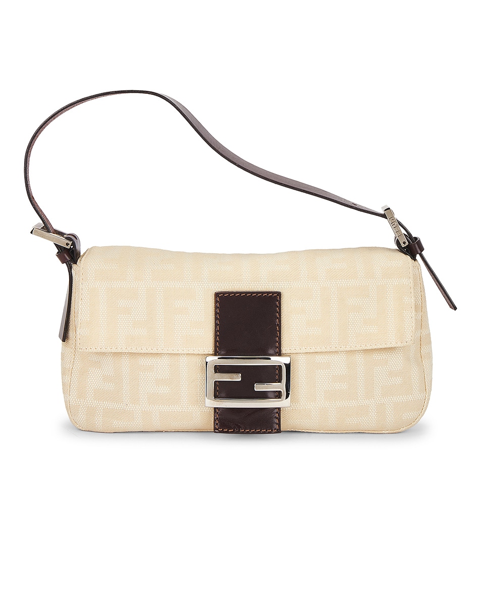 Image 1 of FWRD Renew Fendi Zucca Baguette Shoulder Bag in Ivory