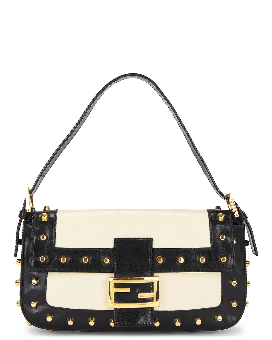 Image 1 of FWRD Renew Fendi Studded Baguette Shoulder Bag in Black
