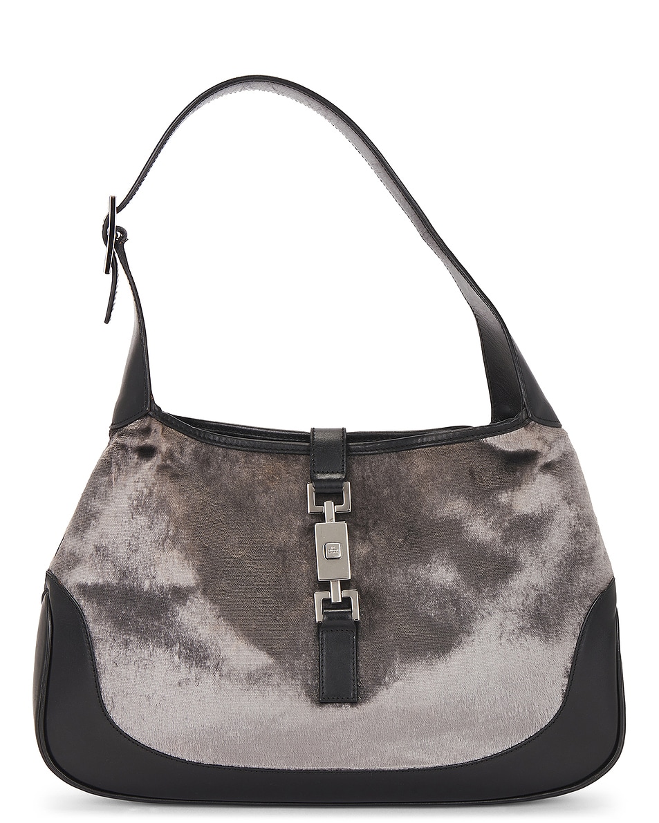 Image 1 of FWRD Renew Gucci Velour Jackie 1961 Hobo Bag in Grey