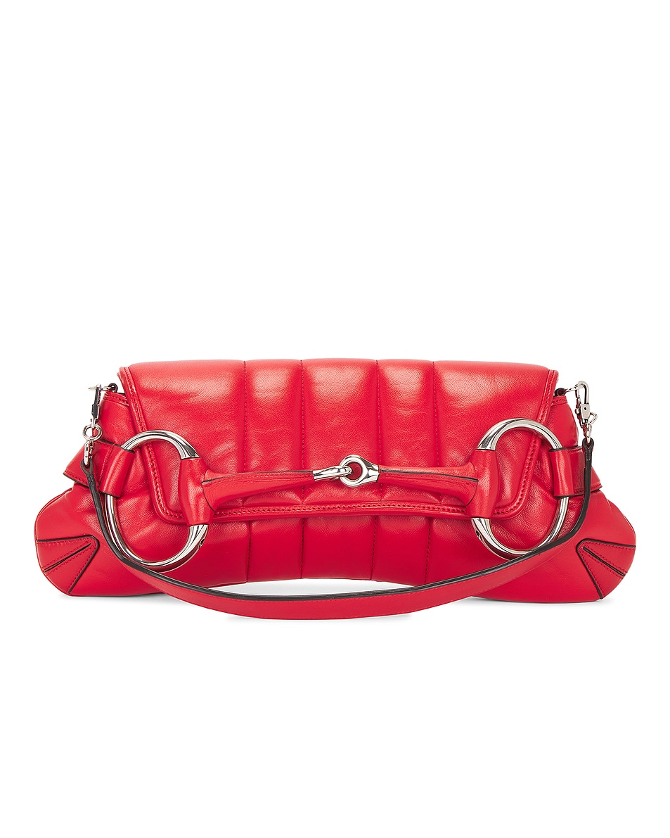 Image 1 of FWRD Renew Gucci Horsebit Clutch in Red