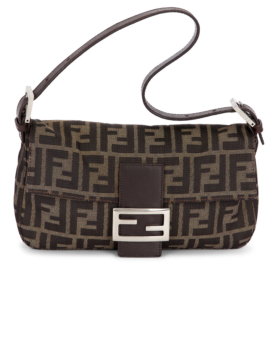 Image 1 of FWRD Renew Fendi Zucca Baguette Shoulder Bag in Tobacco Brown