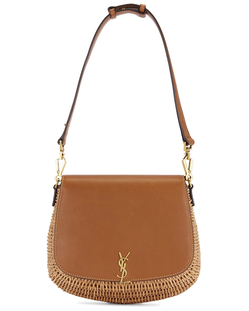 Image 1 of FWRD Renew Saint Laurent Top Handle Bag in Naturale & Brick