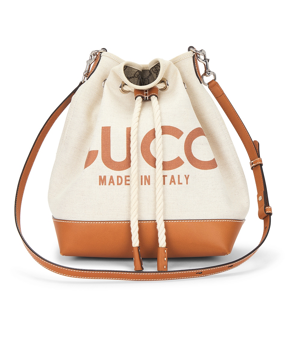 Image 1 of FWRD Renew Gucci Logo Bucket Bag in White