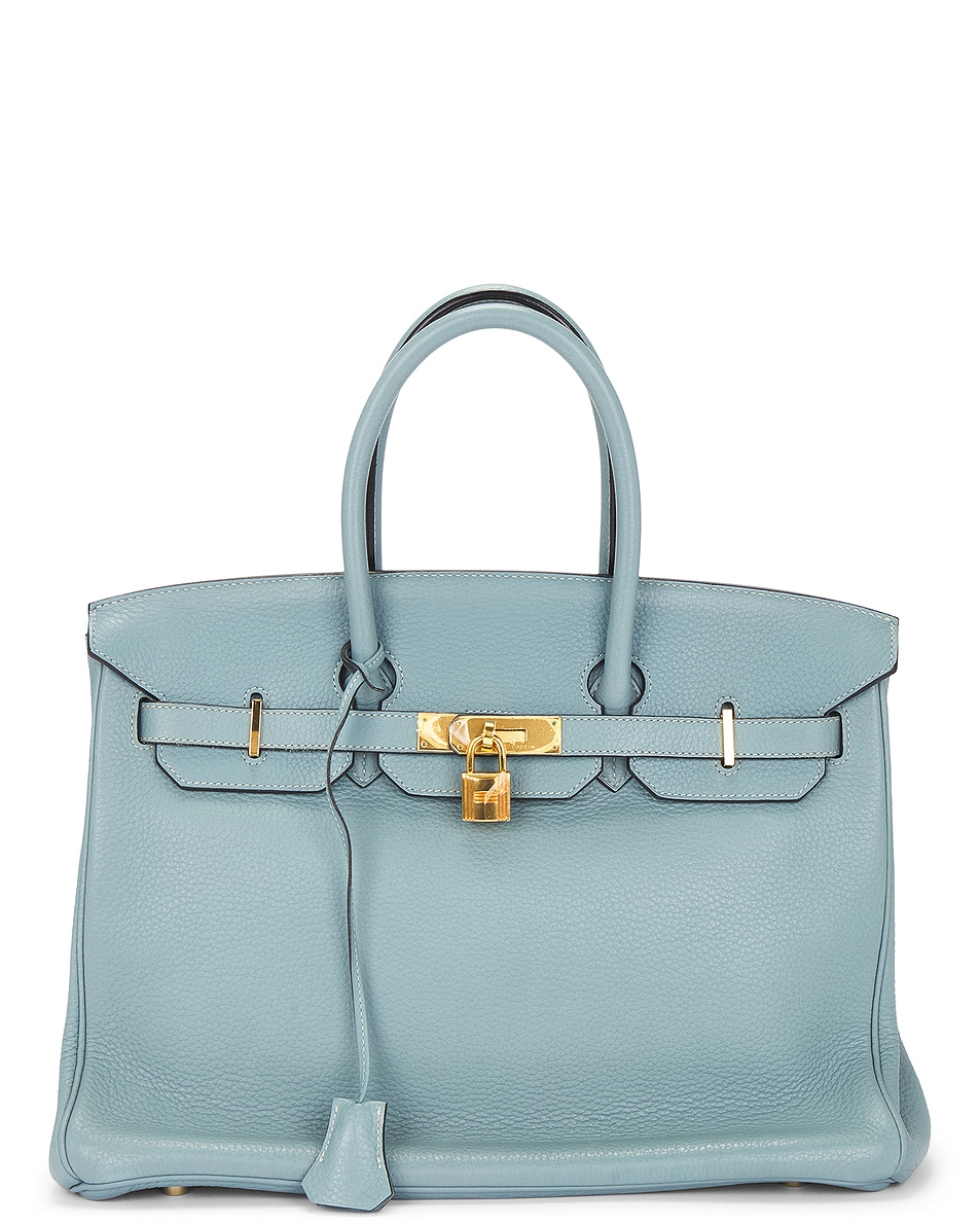 Image 1 of FWRD Renew Hermes Taurillon Clemence Birkin 35 Retourne Handbag in Ciel