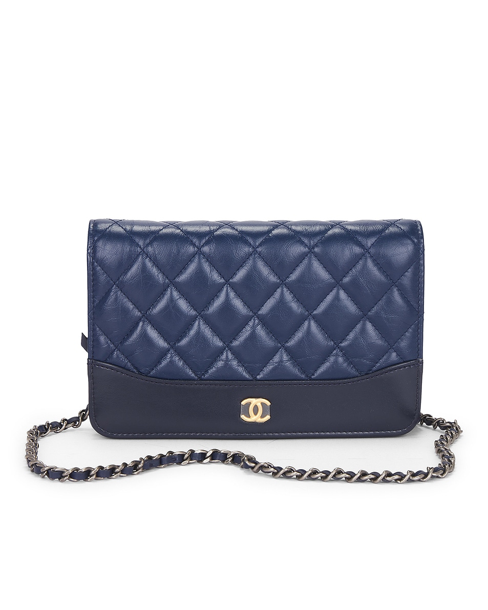 Image 1 of FWRD Renew Chanel Calfskin Gabrielle Wallet On Chain in Navy