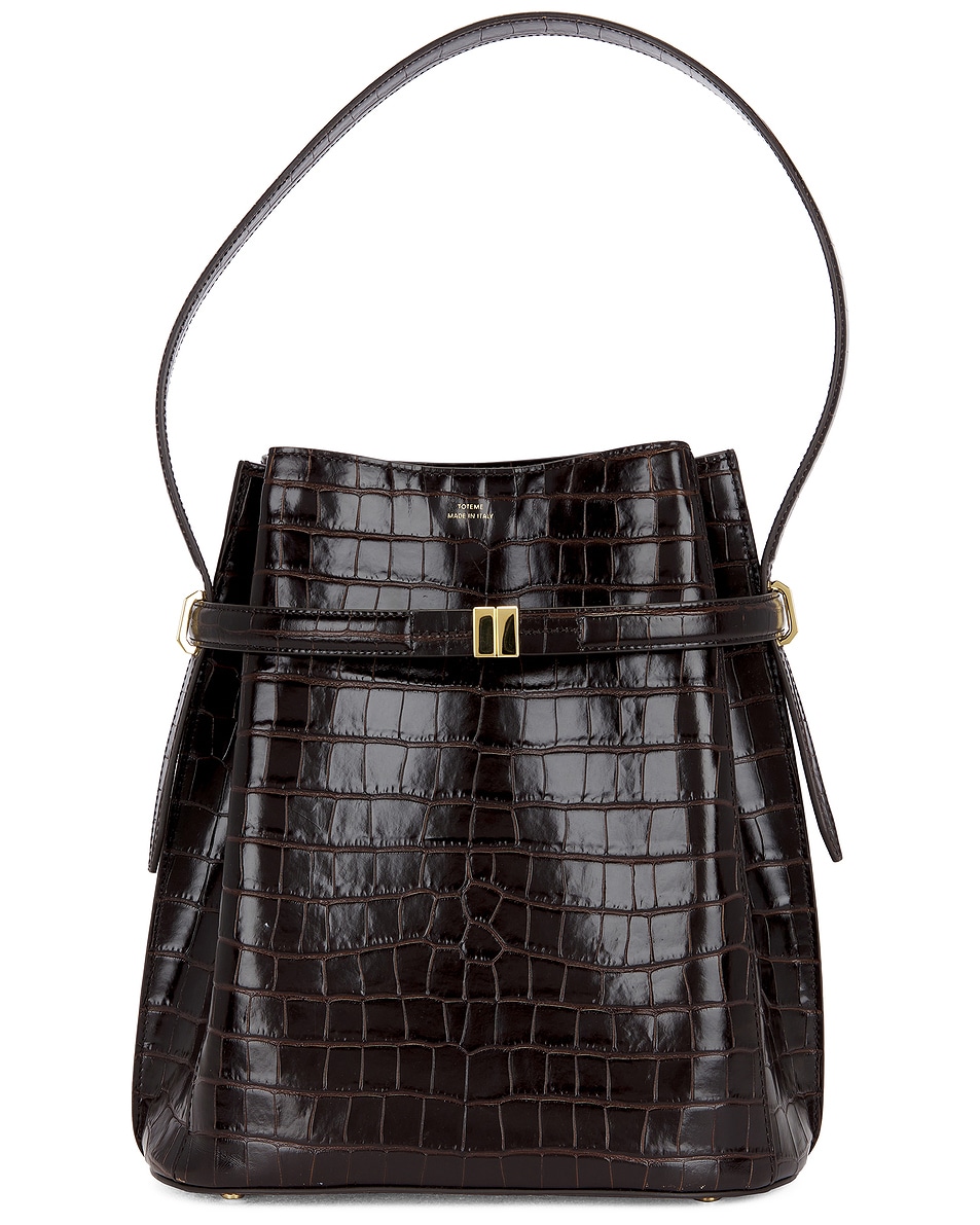 Image 1 of FWRD Renew Toteme Belted Bucket Bag in Dark Brown