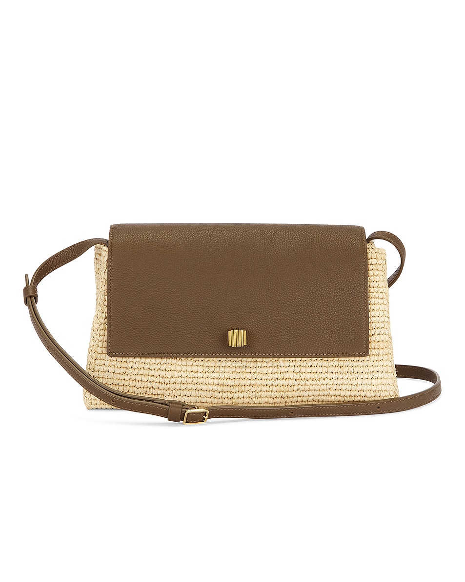 Image 1 of FWRD Renew KHAITE Audrey Raffia Crossbody Bag in Natural & Olive