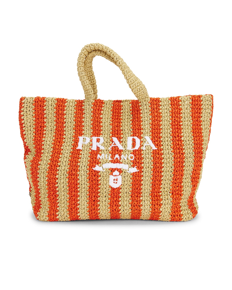Image 1 of FWRD Renew Prada Raffia Tote Bag in Multi