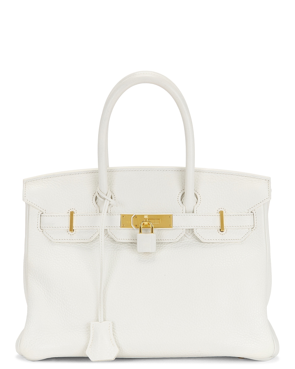 Image 1 of FWRD Renew Hermes Clemence Birkin 30 Retourne Handbag in White