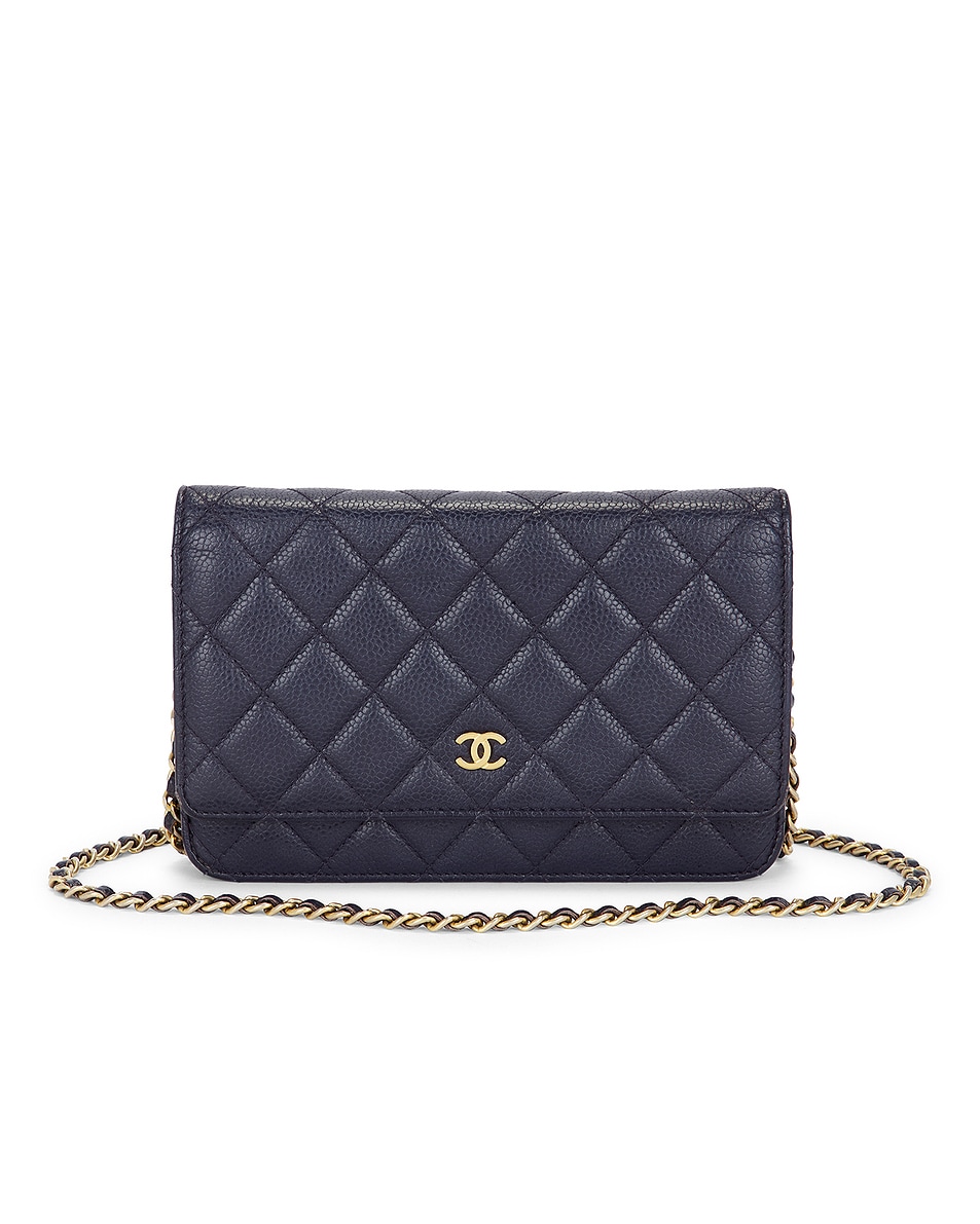 Image 1 of FWRD Renew Chanel Caviar Wallet On Chain in Navy