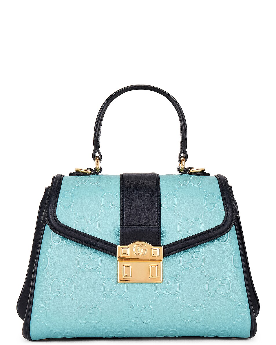 Image 2 of FWRD Renew Gucci Padlock Handbag in Blue