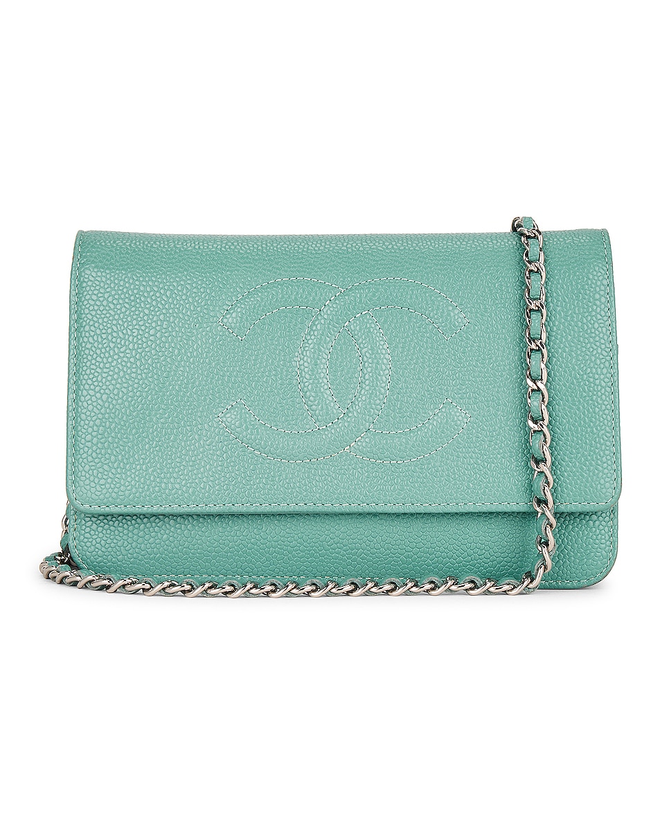 Image 1 of FWRD Renew Chanel Timeless CC Wallet on Chain Shoulder Bag in Turquoise